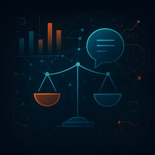 Analytics charts and speech bubble illustration
