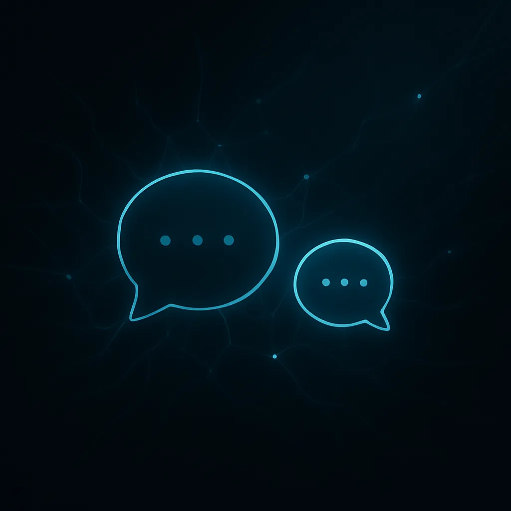 Abstract representation of AI dialogue with speech bubbles and neural patterns
